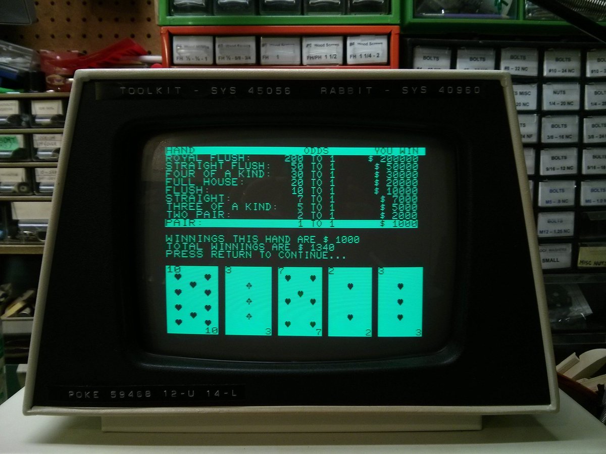 1024interactive's tweet image. What's Easter all about? Bustin' out the PET, and playing some draw poker, ©1978.