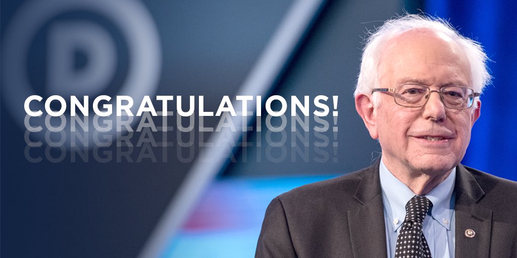 TheDemocrats's tweet image. Congratulations to Bernie Sanders on his Saturday victories.