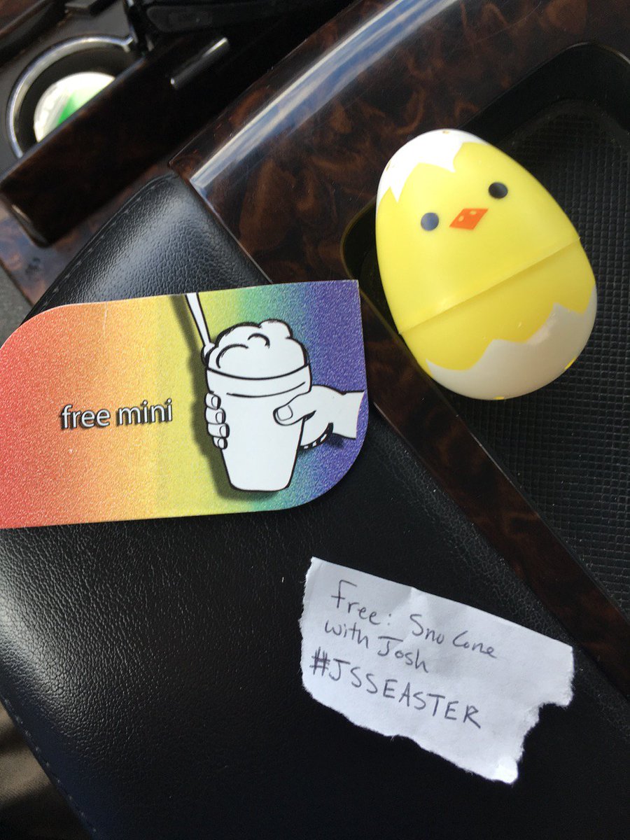 snrekcin's tweet photo. Free snow cone with Josh hype! #JSSEASTER https://t.co/HxcUrh9kY1