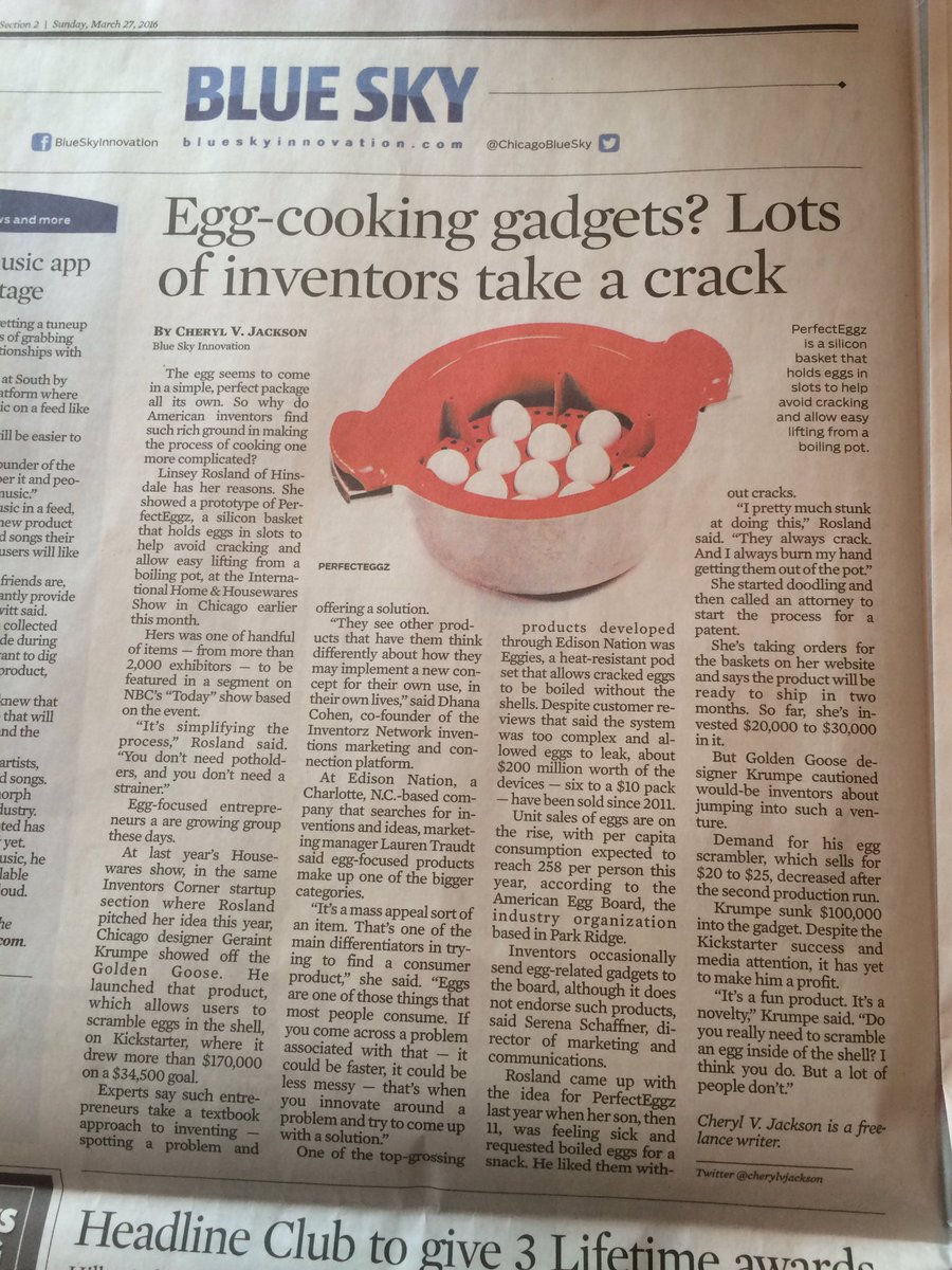 PerfectEggz's tweet image. PerfectEggz in the Chicago Tribune today! Woohoo!Chicago loves eggs! #mominventor