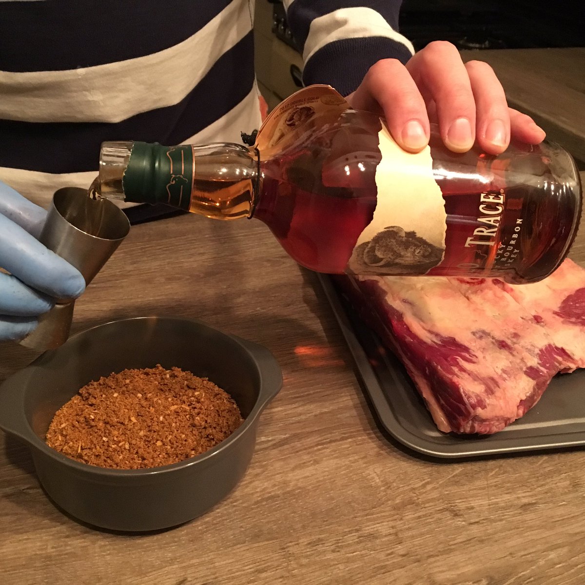 Prepping my brown sugar &amp; #buffalotrace #bourbon marinade #bbq