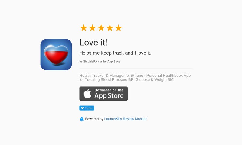 xlabztech's tweet photo. ★★★★★ "Love it!: Helps me keep track and I love it." #HealthTracker #BP #Sugar #Glucose #BMI https://t.co/JZMB9cpOP5