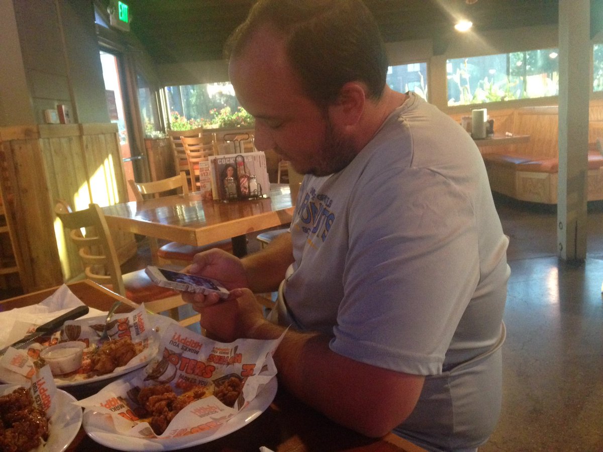CoachYeisley's tweet photo. Halfway mark of the competition! 25 wings down 25 to go. Quick @Snapchat break to update fans! #WingChallenge2016 https://t.co/JkR56Ivdls