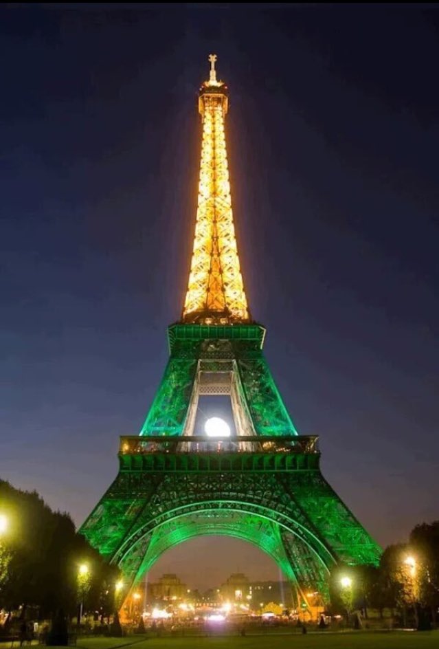 MKhan47's tweet photo. The Eiffel Tower lit up for #Pakistan in a show of solidarity. Beautiful. #PrayForPakistan #LahoreStrong https://t.co/Q6dMnkz2DE