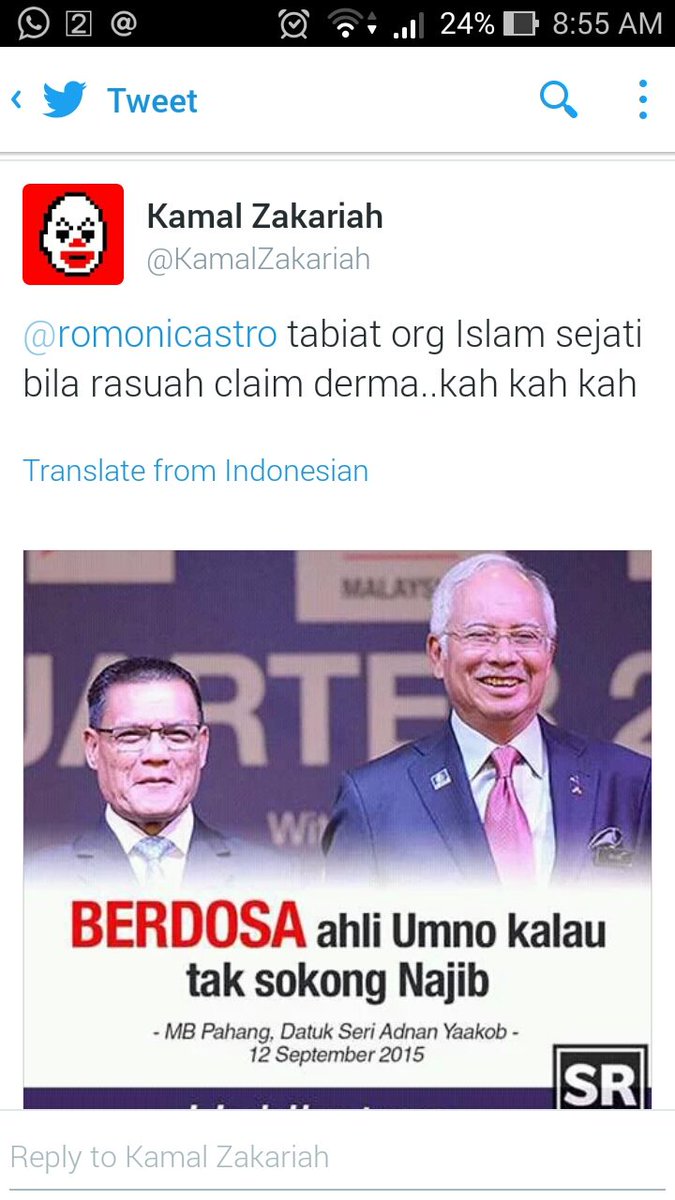 MdsaidMsaidd's tweet photo. @KamalZakariah @alimshahban @romonicastro kah kah kah...spin mcm anjing....tak fitnah mampos la anjing iblis https://t.co/P67KKF2fZ0