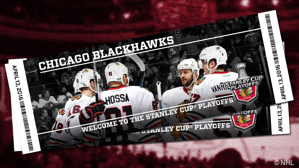 NHL's tweet photo. Ticket punched to the 2016 #StanleyCup Playoffs. See you April 13, @NHLBlackhawks. https://t.co/nTj6kiBCVp