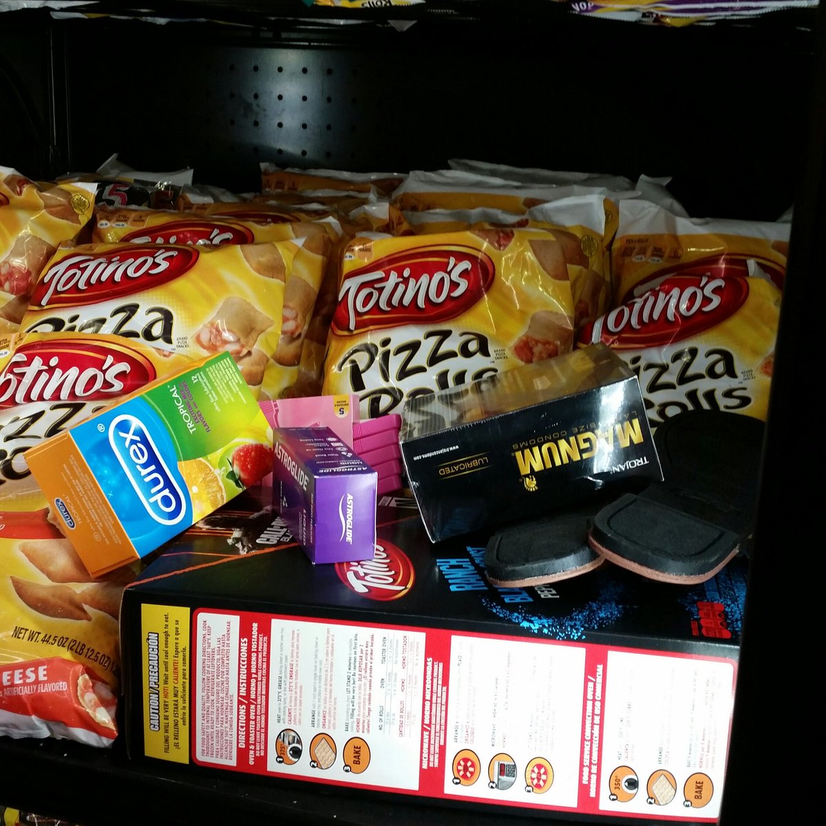 ncisflyrbear's tweet photo. I went to Walmart last night with @stevenmarzuniga &amp; I found this in the Pizza Rolls cooler. Decisions were made. https://t.co/auKLUAPfyp