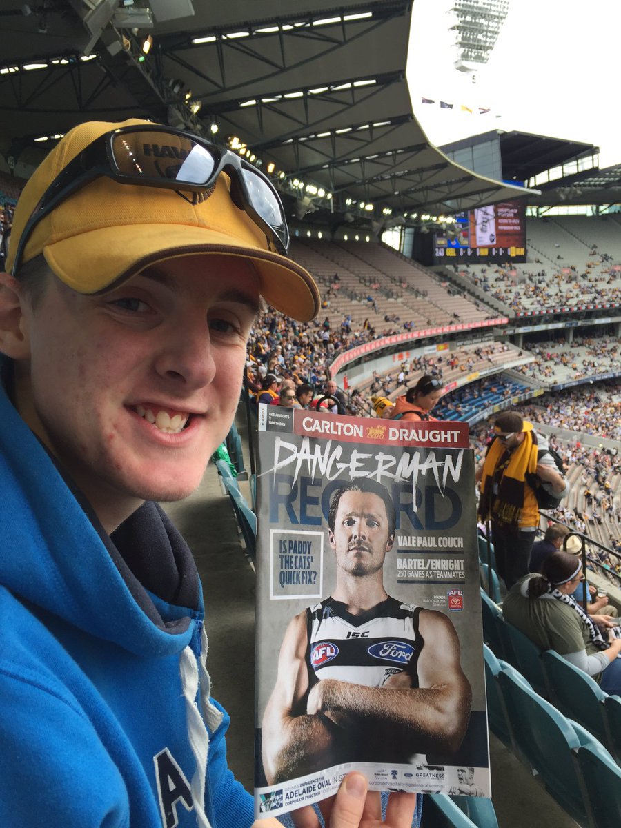 At the G.  Cats v Hawks.  Go Hawks!
#aflrecord