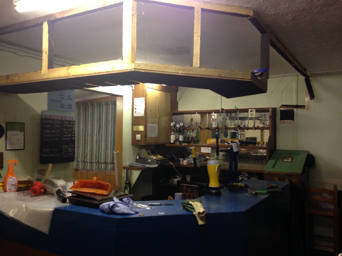 BCCbears's tweet photo. Refurbishment of bar and kitchen area underway. The old bar could tell a few tales!! @NorfolkCB https://t.co/Bkvx1ovyP1