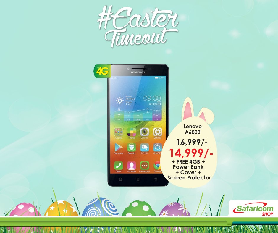 SafaricomPLC's tweet photo. Share the Easter love with the Lenovo A600 for Kshs. 14,999 #EasterTimeout https://t.co/BXoPLTnkTG https://t.co/4TIsHRZ2o6