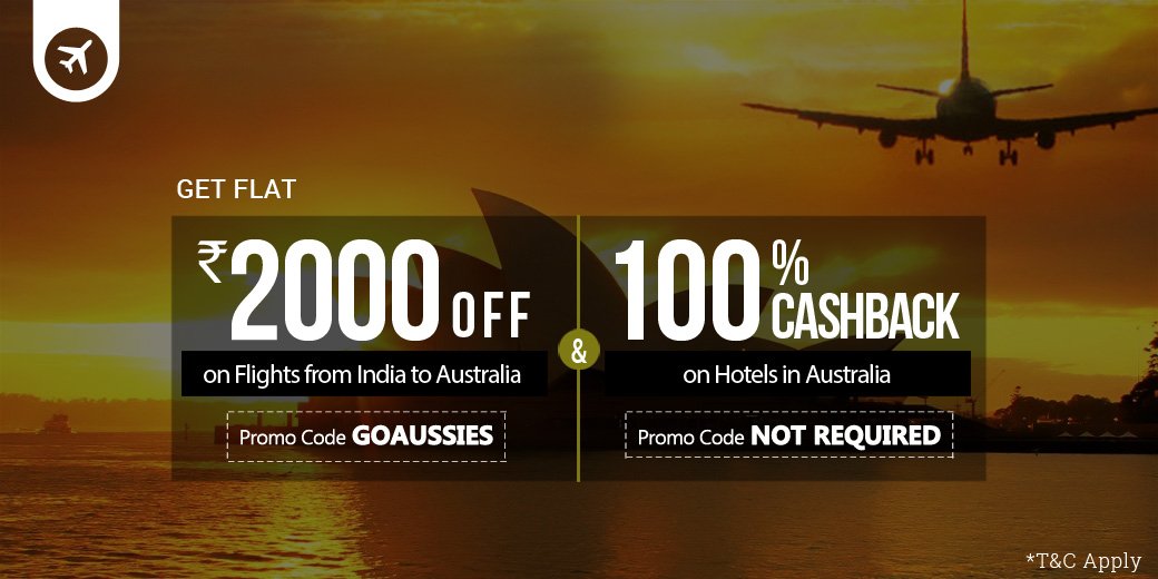 Get flat Rs. 2000 Off on Flights booked from India to Australia.
#ViratKohli #WT20 #goKarde: goo.gl/BkQH9C