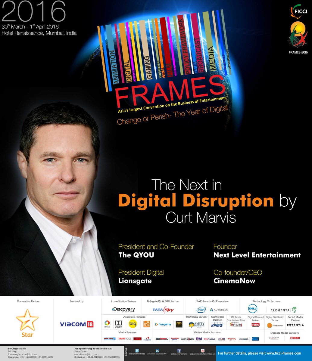 Meet <a href="/curtmarvis/">CurtMarvis</a> this year at #ficciframes16. Learn from the founder of <a href="/TheQYOU/">TheQYOU</a>, the next in the #digitaldisruption