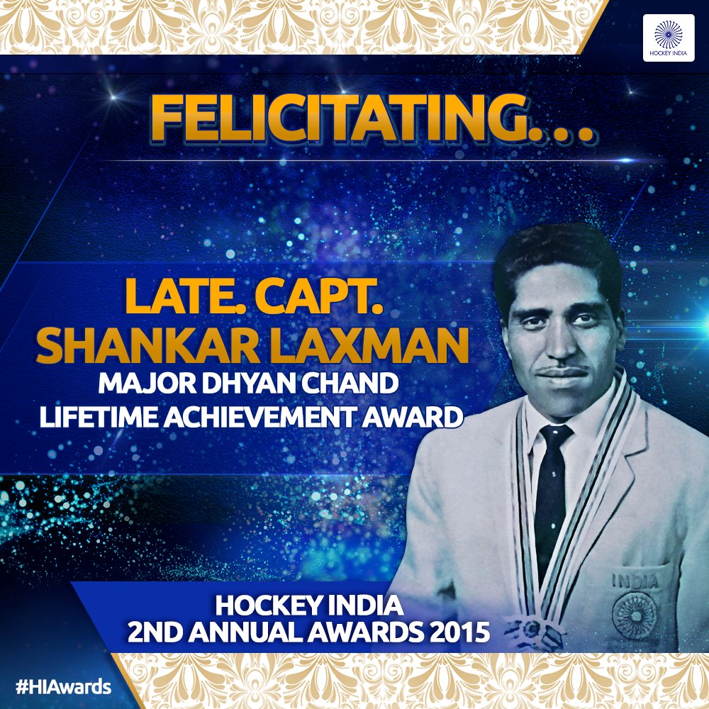TheHockeyIndia's tweet photo. Late. Capt. Shankar Laxman was honoured with the Major Dhyan Chand Lifetime Achievement Award worth INR 30 Lakhs! https://t.co/HfTpbxznYt