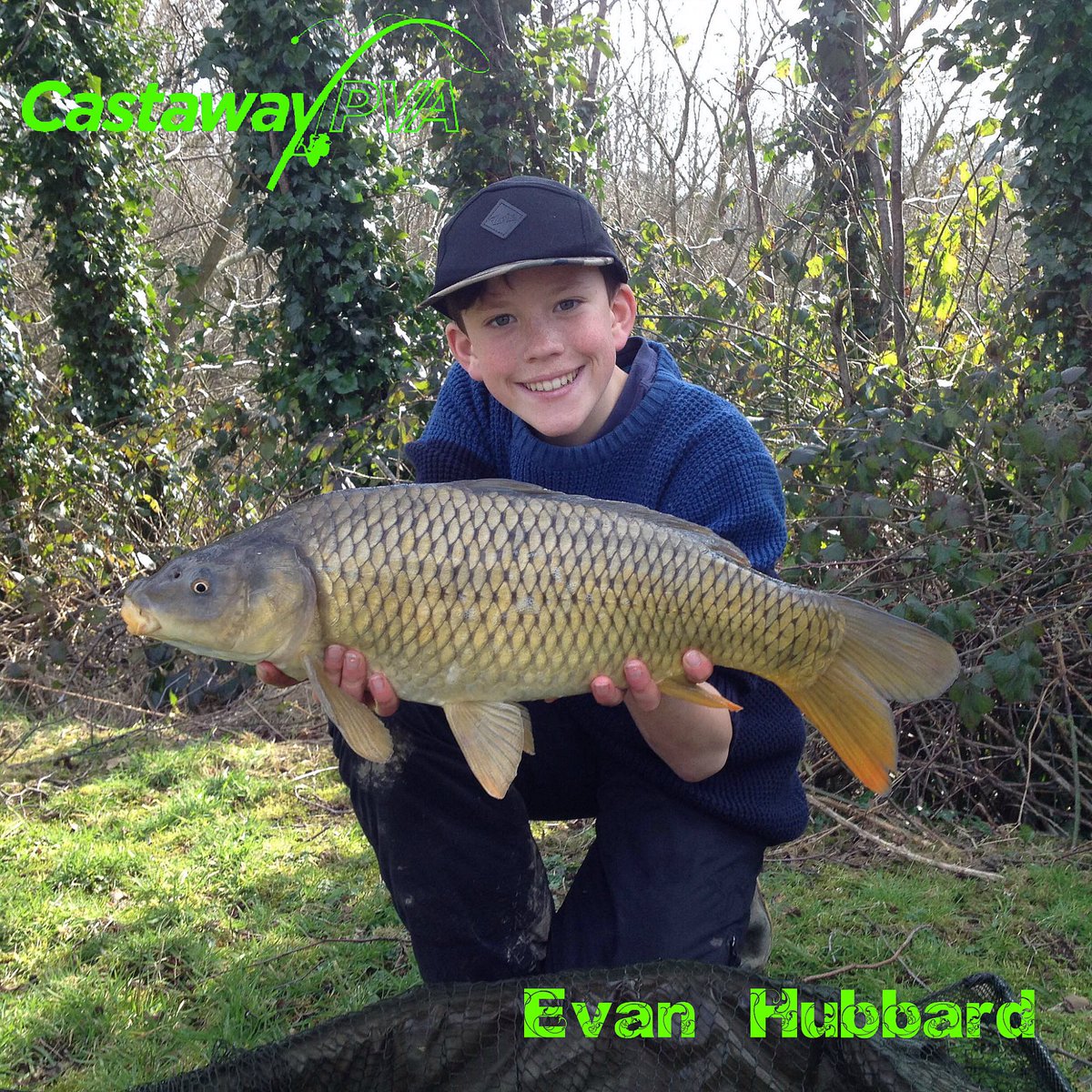 Junior team member Evan with a couple of nice commons caught flicking single hookbaits around using our foam nuggets