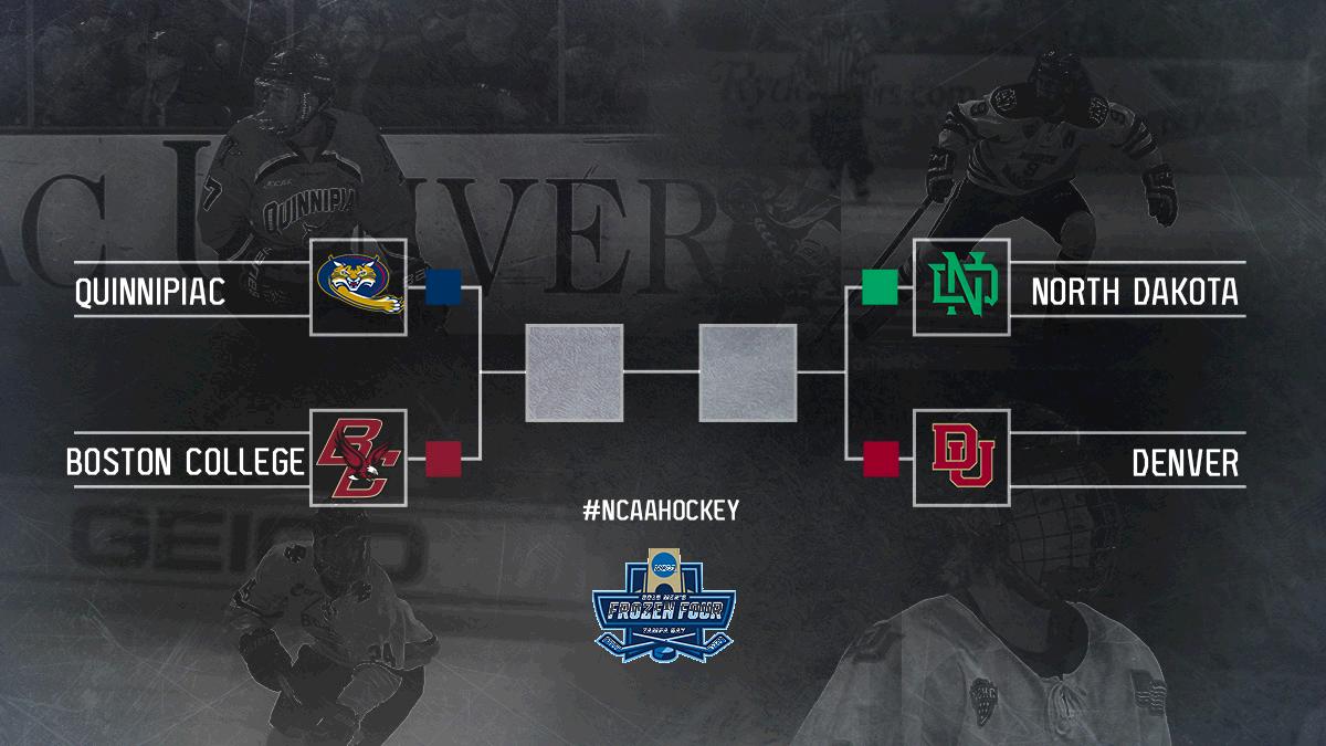 The #FrozenFour field is set.
April 7
Boston College vs. Quinnipiac - 5 pm ET
North Dakota vs. Denver - 8:30 pm ET