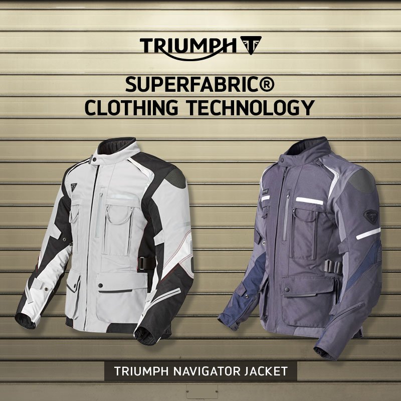 TriumphRidersID's tweet photo. Triumph use Superfabric® clothing tech, the fabric that perfect fusion of material, science and style. #TriumphGear https://t.co/y3ZQQZ0Rir