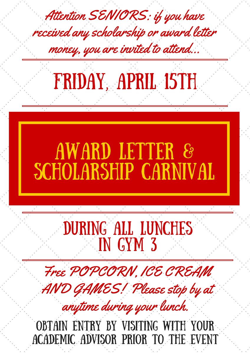 MHS_Advisors's tweet photo. SENIORS: As you are collecting award letters and scholarships, keep this opportunity in mind, we'll see you there! https://t.co/gdukJw8myy