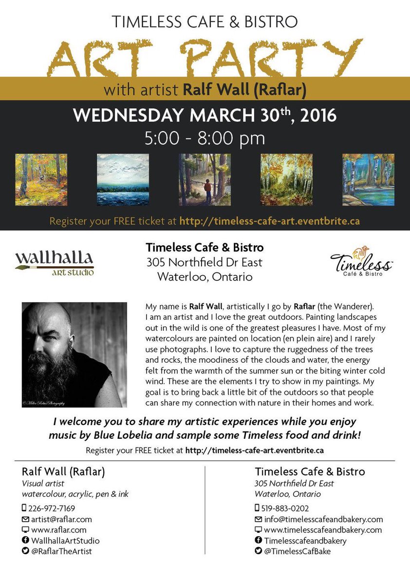 This Wednesday night from 5-8! Come check out @RaflarTheArtist amazing artwork and hear live music by @bluelobelia3