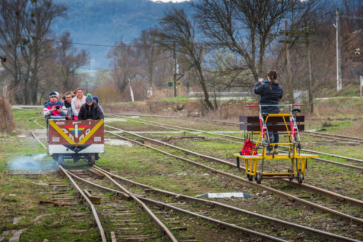 Mocanitaru's tweet photo. Servicing our draisines and test runs prior to the tourism season, at Cornățel on the #SibiuAgnitaRailway. https://t.co/OWUT2y8wP4