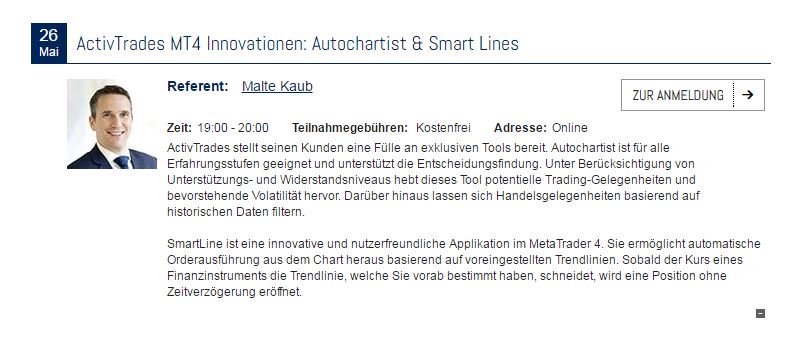 Activtrades_de's tweet image. Heute Abend 19 Uhr: #Autochartist &amp;amp; #SmartLines mit Malte Kaub, bit.ly/1ZG7FB7 Ihr Kapital ist gefährdet