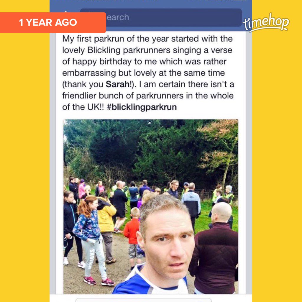 #timehop <a href="/Blickersparkrun/">Blickling parkrun</a> still the friendliest parkrun. Incredibly proud of it and all it achieves. <a href="/CraigFarr/">Craig</a>