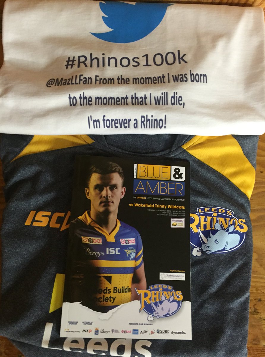 leedsrhinos's tweet photo. Look out for your tweets on the boys warm up t-shirts today #Rhinos100k more to follow https://t.co/u8jkFxU6dK
