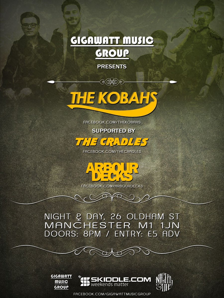 StaceyGigawatt's tweet photo. Next Gigawatt event on 11th May
@thekobahs
@TheCradles
@TheArbourdecks
@nightanddaycafe 
https://t.co/AAHffGl8FR https://t.co/vftnr7721n