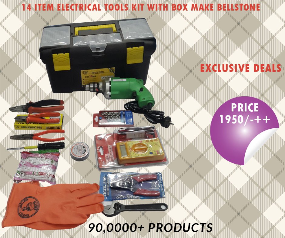 Bellstoneonline's tweet photo. 14 Item #Electrical #Tools #Kit With Box Make #Bellstone. At just Rs. 1950 Only.

Visit: https://t.co/ABVL3NOzQb https://t.co/FqKmjyZx6t