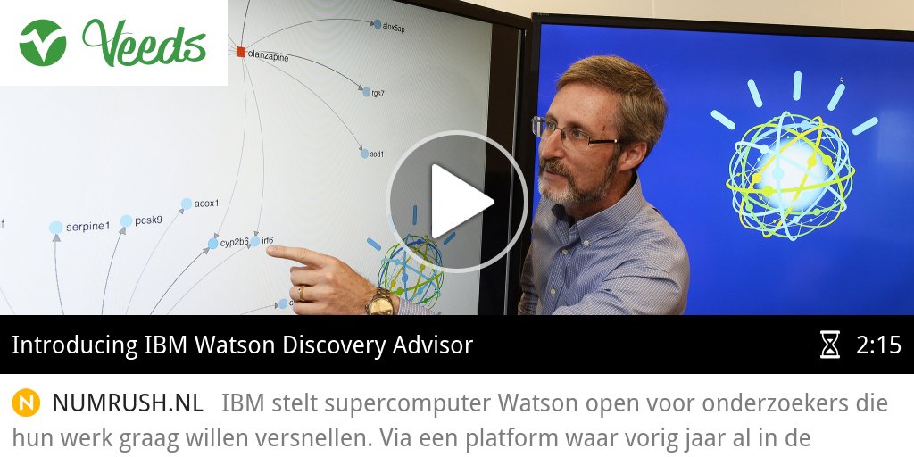 veedstechNL's tweet image. VIDEO IBM stelt supercomputer Watson open voor onderzoekers •.. #ibmclientcenter #ibmccams ► veeds.com/i/I3pStzrSWGF8…