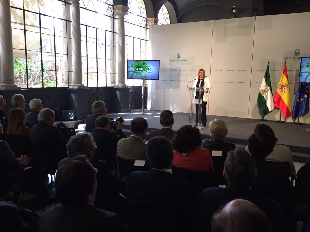 AndaluciaJunta's tweet photo. .@susanadiaz: El #PAIDI2020 invertirá 16.000 millones para incentivar la I+D+i hasta 2020, un 2% del PIB andaluz https://t.co/YFe1wMdwVT