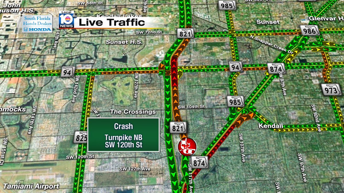 Crash on the Turnpike NB and SW 120th St #TRAFFIC #MIAMI https://t.co/dcwBOUw8dP