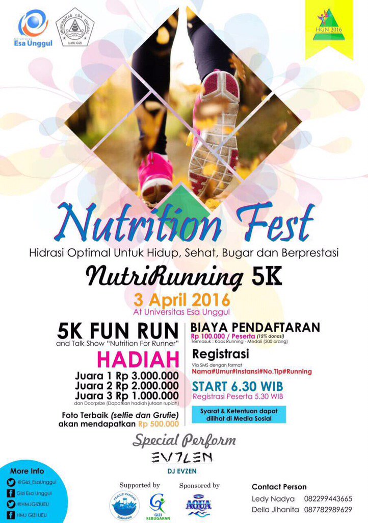 Dellaamel's tweet photo. yuk ikutan nutrirunning..@Gizi_EsaUnggul @murykuswari https://t.co/kJiONY8X37