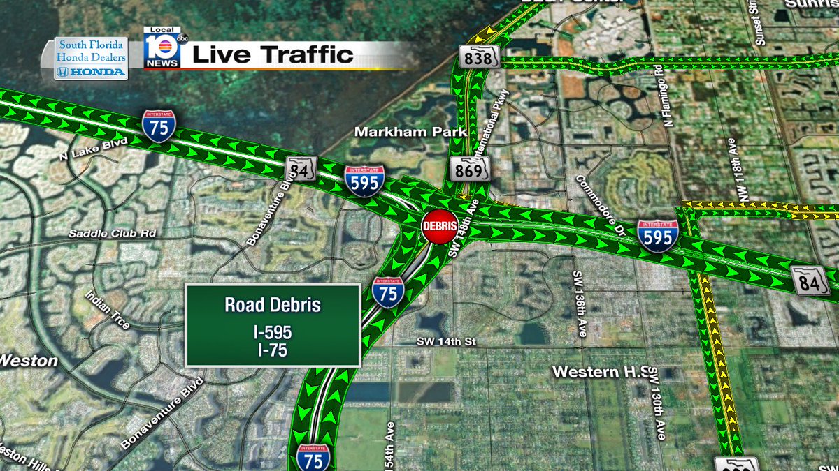 Road debris on I-595 and I-75 #TRAFFIC https://t.co/Mlf3VFCWQE