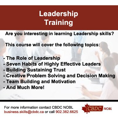CbdcNobl's tweet photo. #pictoucounty #truro #antigonish - Want to develop #leadershipskills? See details on photo. https://t.co/BOP93XllKz
