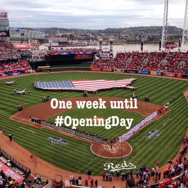 Reds's tweet photo. ONE WEEK #OpeningDay ⚾️⚾️⚾️ https://t.co/yDna4rV19I