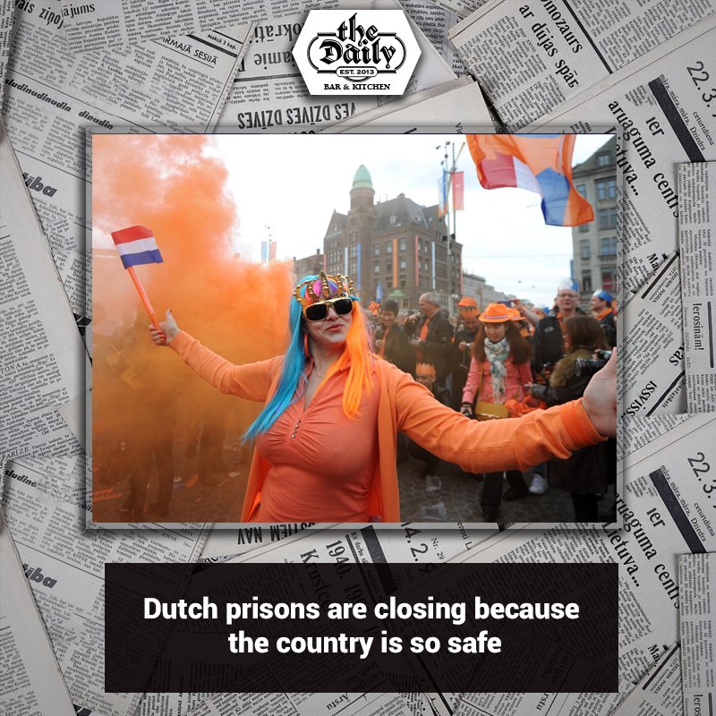TheDailyMumbai's tweet photo. Netherlands closes 5 more prisons with a total of 23, because the country doesn't have enough criminals to fill them https://t.co/JYC2Sl080D