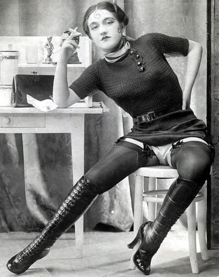 WhoresofYore's tweet photo. These are the designs of Yva Richard (pictured):the foremost purveyor of fetish clothing in France from the 1920-40s https://t.co/1RzW57sQ1N
