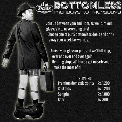 TheDailyMumbai's tweet photo. We are going BOTTOMLESS tonight. Do join us for unlimited drinks and do away with your #MondayBlues! https://t.co/IFFR6jAbDn