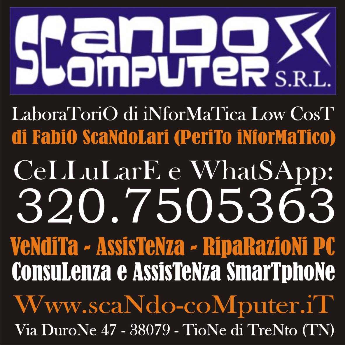 FabioScaNdoLari's tweet image. #SCANDO #COMPUTER SRL - #VENDITA #ASSISTENZA #RIPARAZIONI #PC #MICROSOFT #WINDOWS - #CONSULENZA #SMARTPHONE #ANDROID