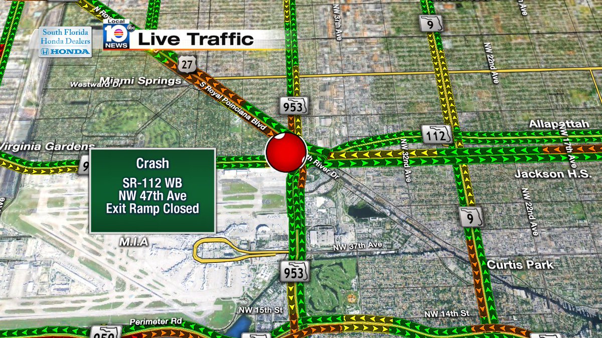 Crash on SR-112 WB & NW 47th Ave/  Exit Ramp Closed #TRAFFIC #MIAMI https://t.co/GcPfDDIHlW