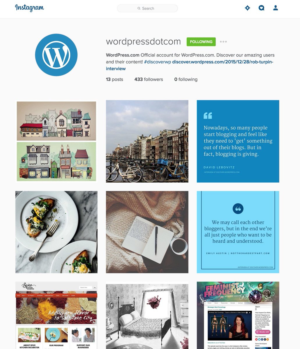 wordpressdotcom's tweet photo. Did you know we're also on @Instagram? Follow us for photo inspiration from all of you: https://t.co/WNUNSCA3g0 https://t.co/p9R9YlrroI