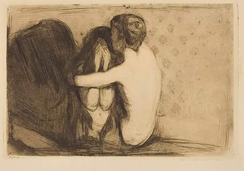 stereosoldy's tweet photo. "Consolation"
Edvard Munch, 1894,

Il disperato bisogno di essere consolati dalla persona che ci fa piangere. https://t.co/noZsz5zMR7