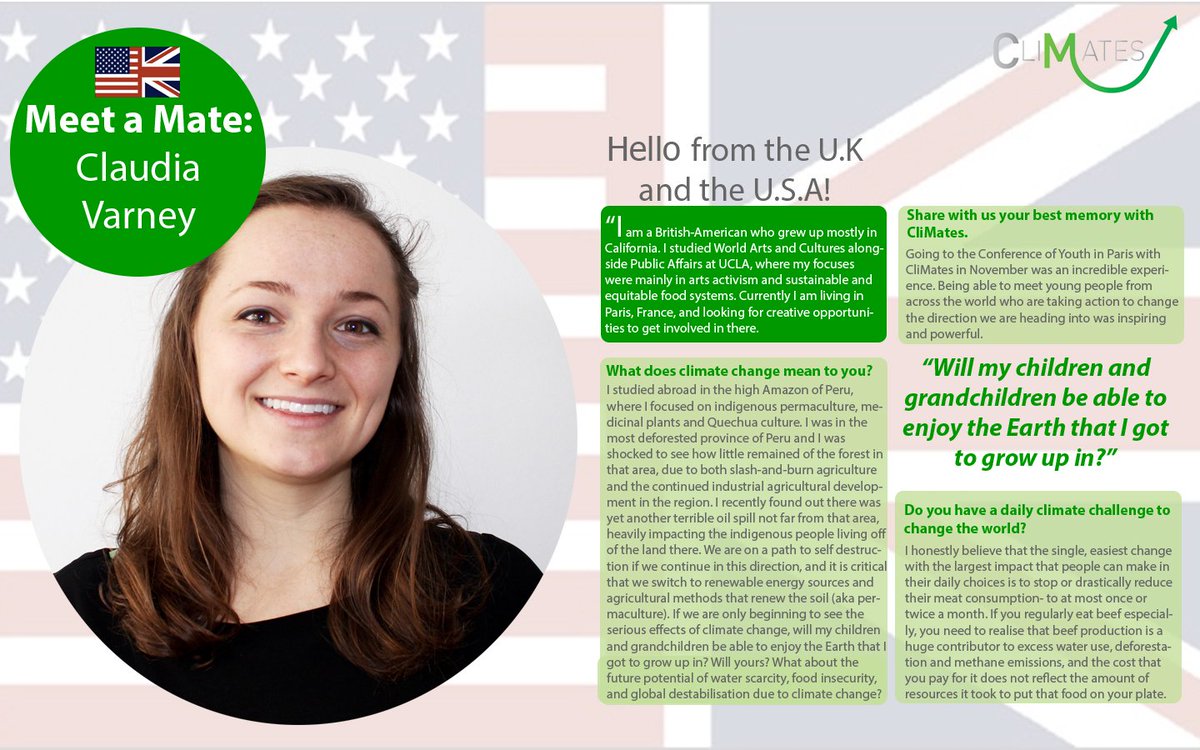 climates_fr's tweet photo. #MeetaMate "Will my children be able to enjoy the Earth (...)?" Read more from our British-American Mate, Claudia https://t.co/R3ZhxeBQFy