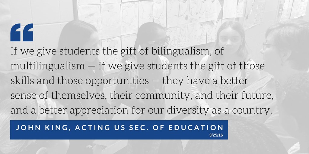 actfl's tweet photo. .@JohnKingatED to CABE in California: The Importance of Bilingual Education https://t.co/jUR29BIjf2 #langchat https://t.co/jkZpjs1UWE