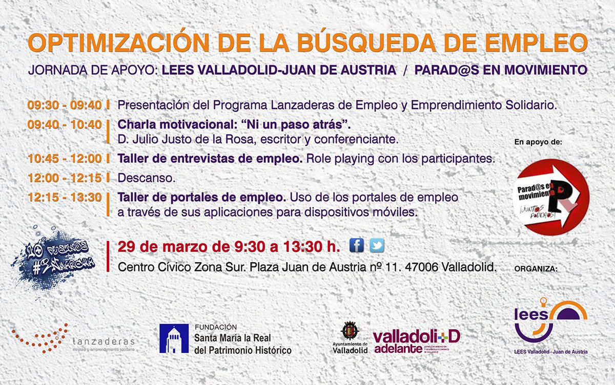 LanzaderaVAJDA's tweet photo. Os presentamos el programa del #Eventosolidario con Parad@s en movimiento desde #LanzaderaVAJDA.Seguimos #INmarcha https://t.co/iKw7Kukp64