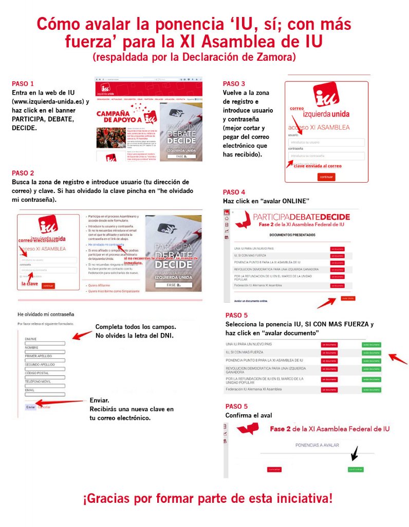 susanamsvr's tweet photo. Te explicamos cómo avalar la ponencia #IUsíConMásFuerza. IU es insustituible y necesaria. https://t.co/D5pJuXNq1O https://t.co/cn8Yft49rL