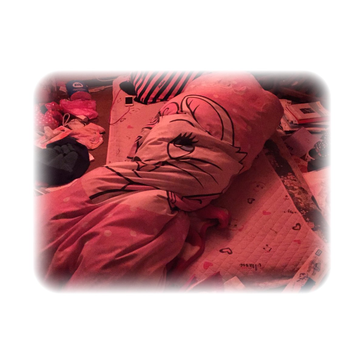 Sumire Ar Twitter こっそりあおいの寝相集 アイプチしながら寝るから半目になってゴミ入るからアイマスク 毛布の横のピラピラに絡まってる 寝てる間も煉華意識 ロールケーキになってた T Co Nlx8bymzq6