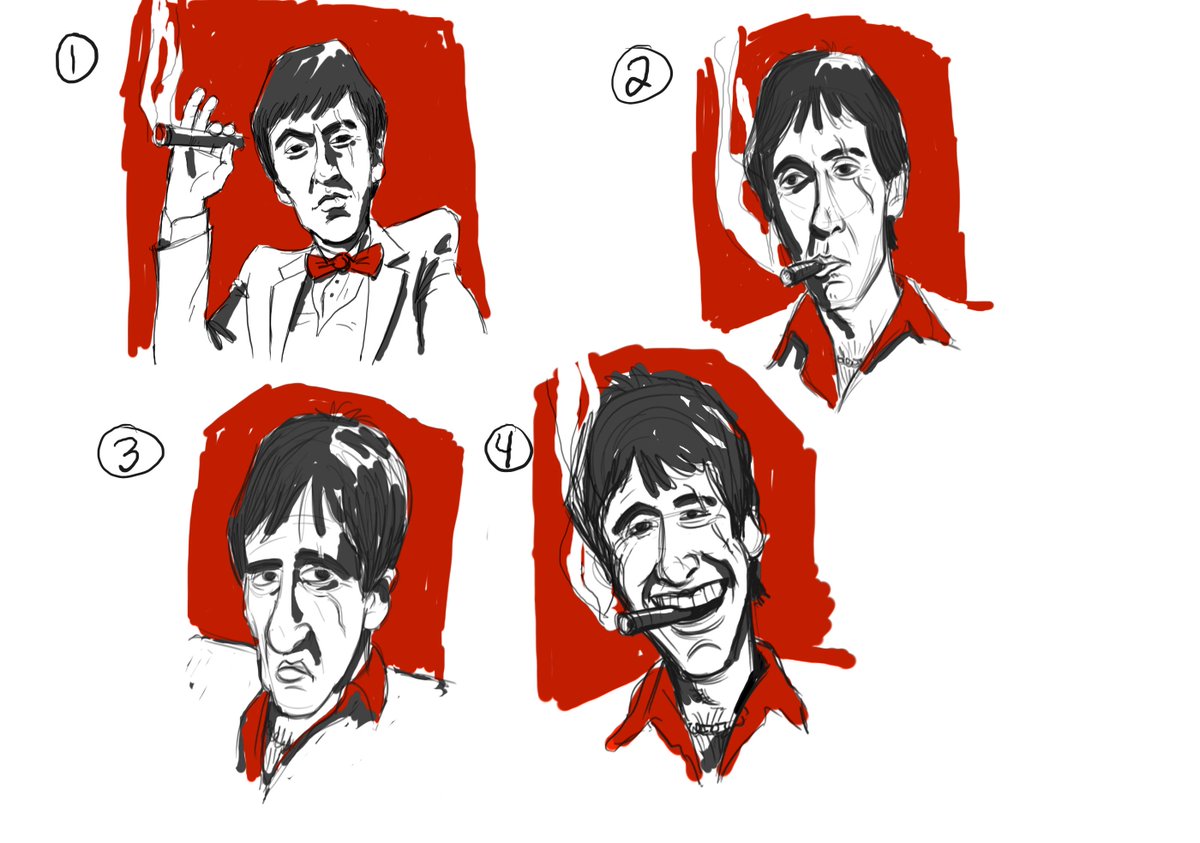 SpellmanArt's tweet photo. Some rough #sketches for my #TonyMontana #illustration in @TheFlamingoMag's #scarface article. https://t.co/oRU1urwXFF