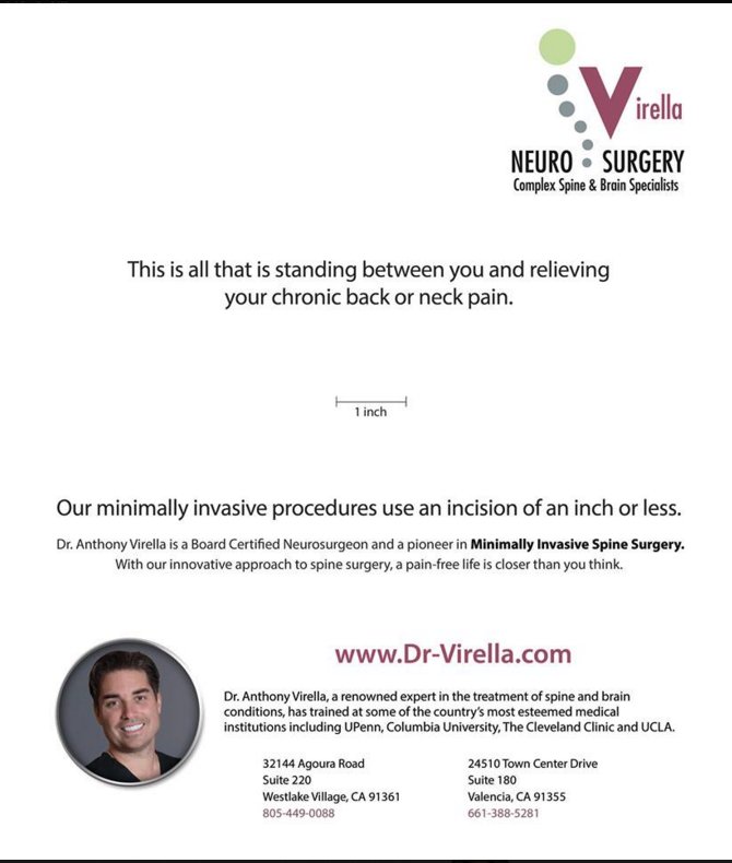VNeurosurgery's tweet photo. You're only an inch away...
#backpain #neckpain #spine #spinesurgery #herniateddisc https://t.co/29wgdyYDBY
