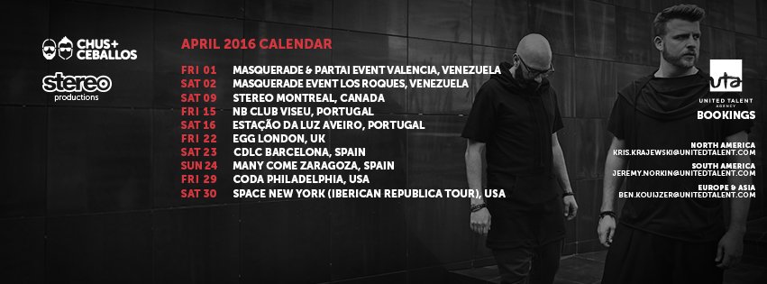 chusceballos's tweet photo. Hola hola April! Here our confirmed dates for the next weeks: Venezuela, Canada, Portugal, UK, Spain and US. https://t.co/1nJAwzYETi